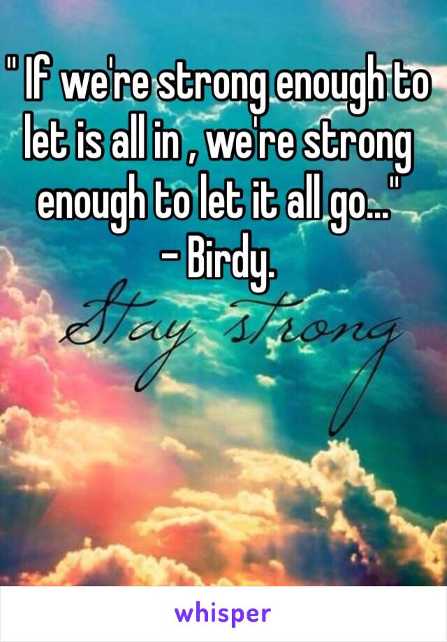 " If we're strong enough to let is all in , we're strong enough to let it all go..." 
- Birdy.