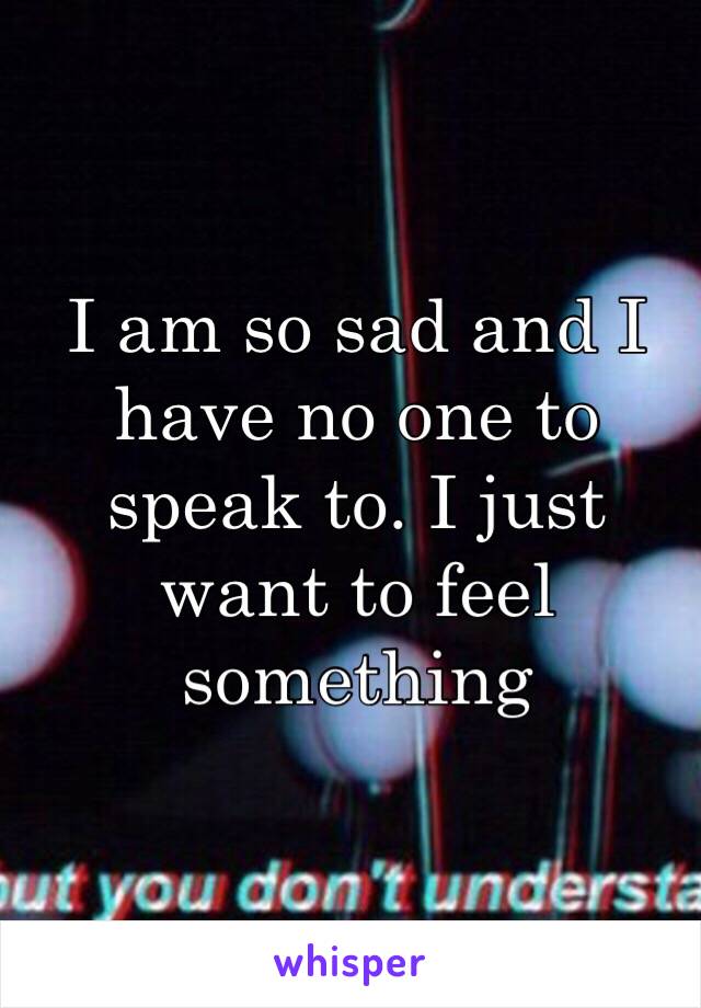 I am so sad and I have no one to speak to. I just want to feel something 