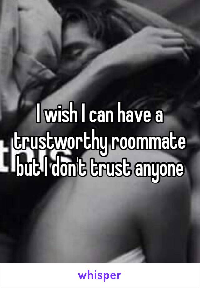 I wish I can have a trustworthy roommate but I don't trust anyone 