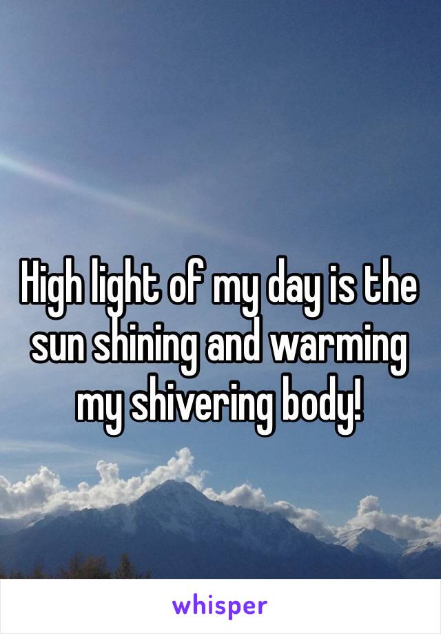 High light of my day is the sun shining and warming my shivering body!