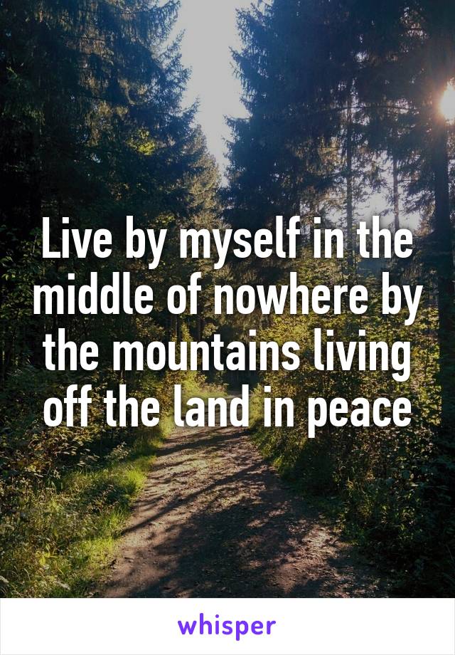 Live by myself in the middle of nowhere by the mountains living off the land in peace