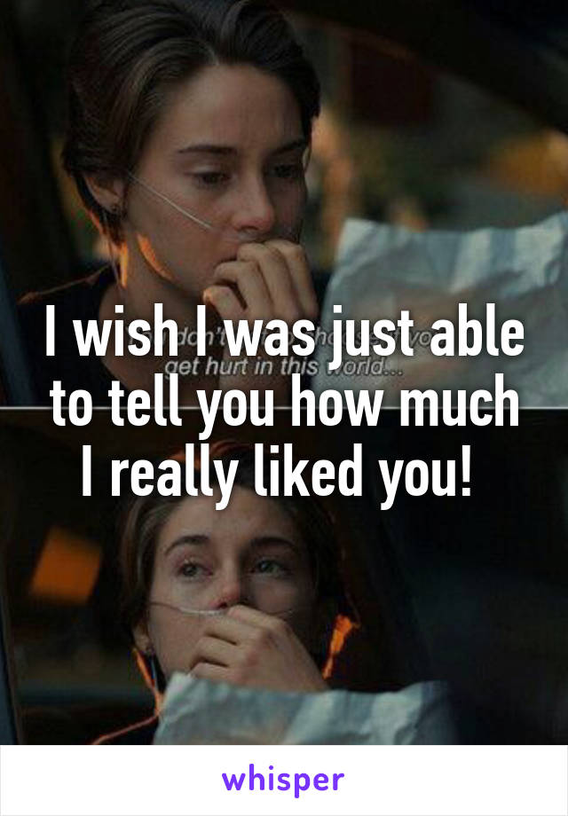 I wish I was just able to tell you how much I really liked you! 