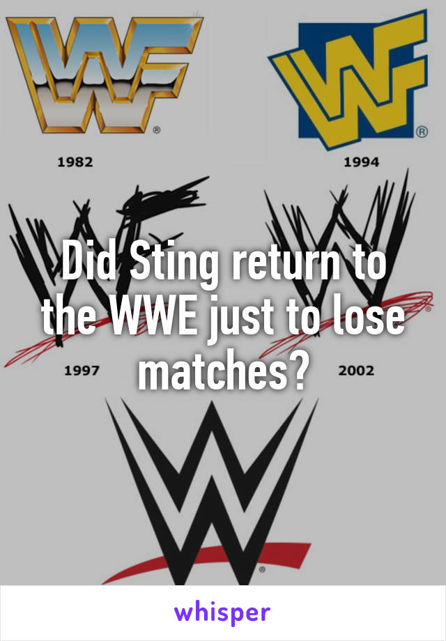 Did Sting return to the WWE just to lose matches?