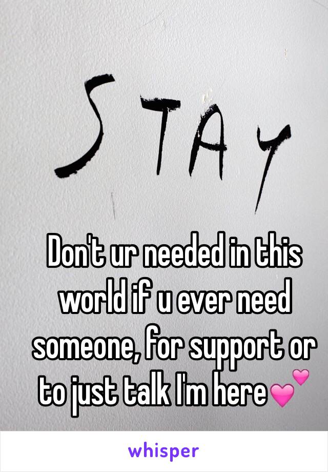 Don't ur needed in this world if u ever need someone, for support or to just talk I'm here💕