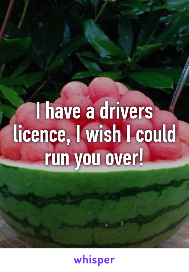 I have a drivers licence, I wish I could run you over!