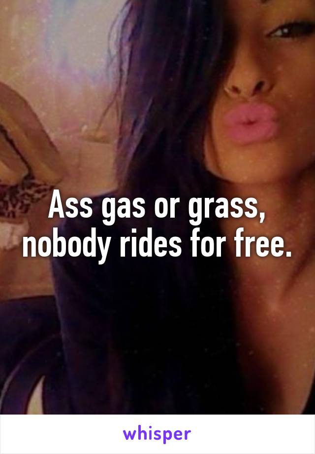 Ass gas or grass, nobody rides for free.