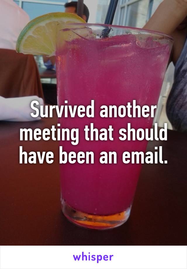 Survived another meeting that should have been an email.