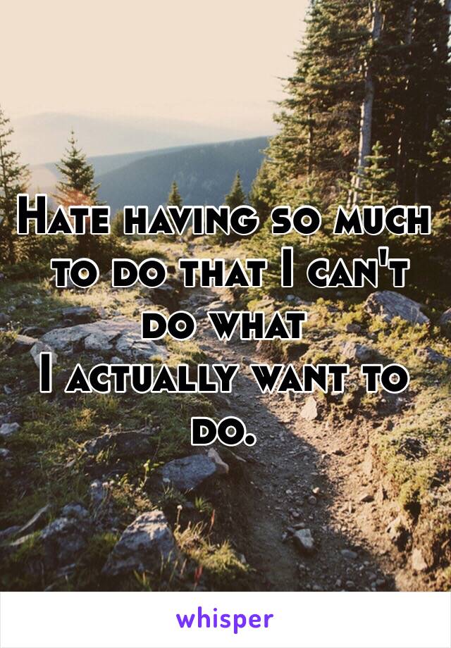 Hate having so much
 to do that I can't do what
I actually want to do.