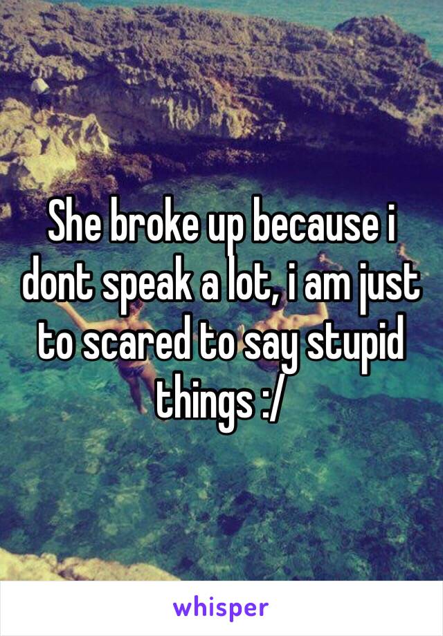 She broke up because i dont speak a lot, i am just to scared to say stupid things :/ 