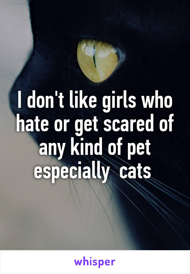 I don't like girls who hate or get scared of any kind of pet especially  cats 