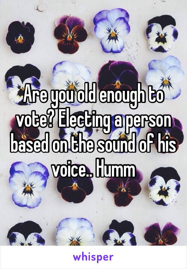 Are you old enough to vote? Electing a person based on the sound of his voice.. Humm 