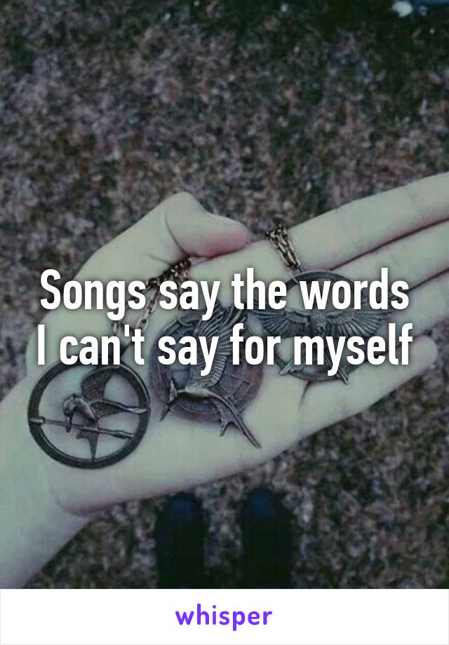 Songs say the words I can't say for myself