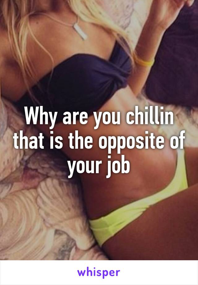 Why are you chillin that is the opposite of your job