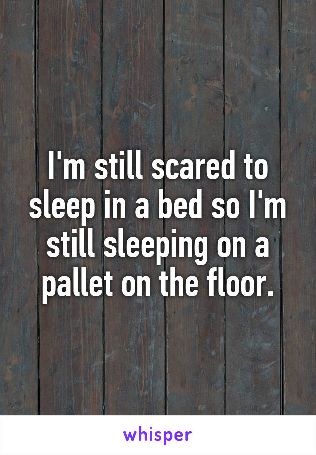 I'm still scared to sleep in a bed so I'm still sleeping on a pallet on the floor.