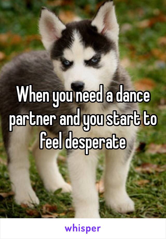 When you need a dance partner and you start to feel desperate 