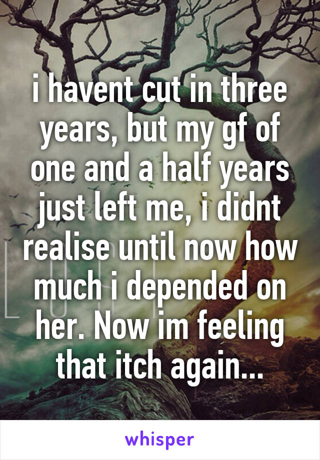 i havent cut in three years, but my gf of one and a half years just left me, i didnt realise until now how much i depended on her. Now im feeling that itch again...