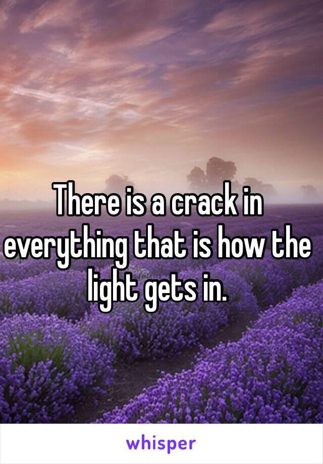 There is a crack in everything that is how the light gets in.