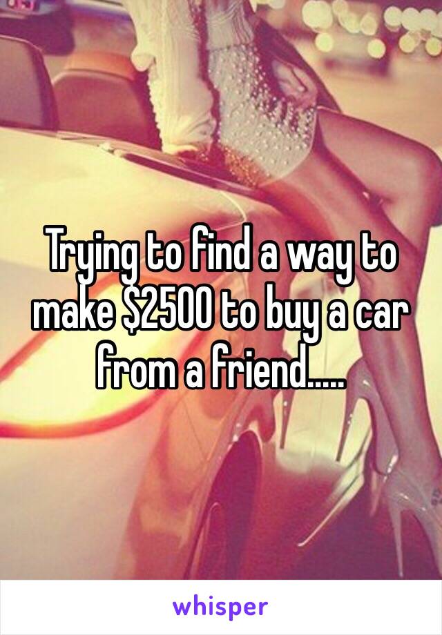 Trying to find a way to make $2500 to buy a car from a friend.....