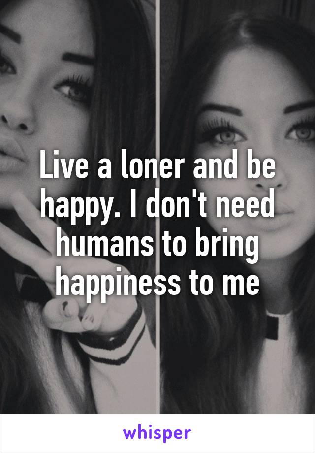 Live a loner and be happy. I don't need humans to bring happiness to me