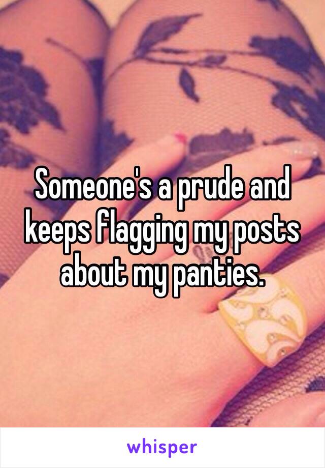 Someone's a prude and keeps flagging my posts about my panties. 