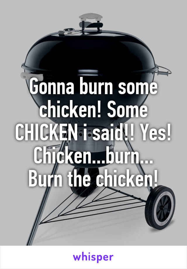 Gonna burn some chicken! Some CHICKEN i said!! Yes! Chicken...burn...
Burn the chicken!