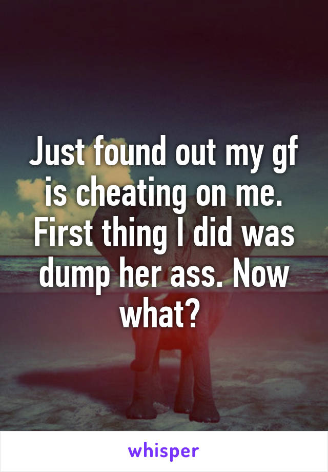 Just found out my gf is cheating on me. First thing I did was dump her ass. Now what? 