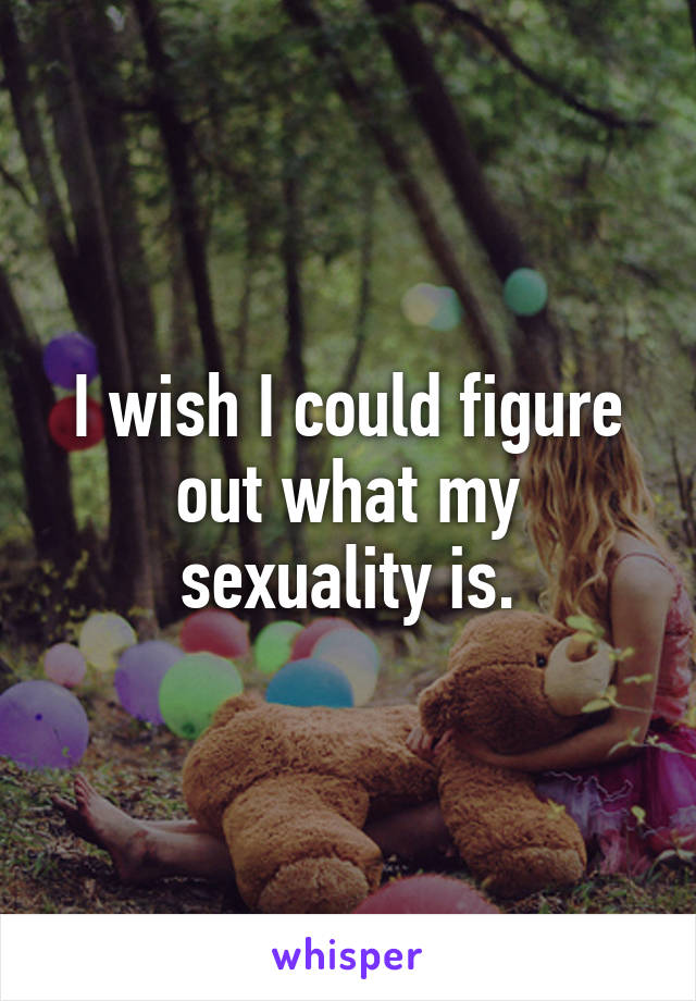 I wish I could figure out what my sexuality is.