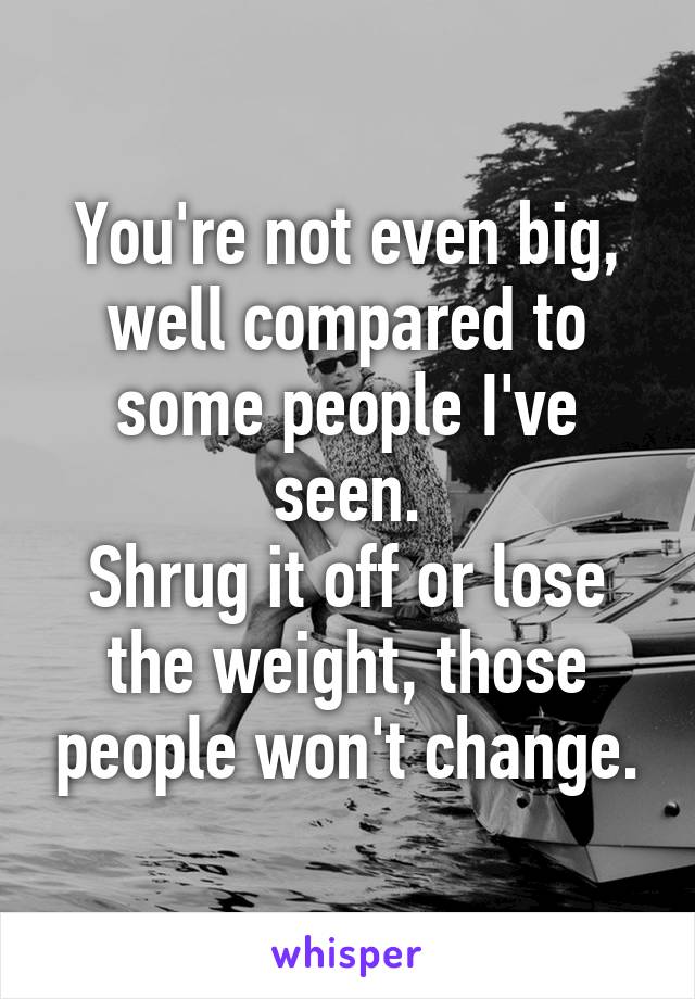 You're not even big, well compared to some people I've seen.
Shrug it off or lose the weight, those people won't change.