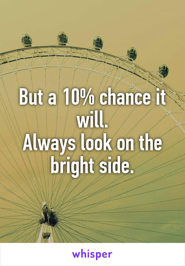 But a 10% chance it will.
Always look on the bright side.