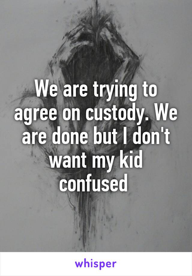 We are trying to agree on custody. We are done but I don't want my kid confused 