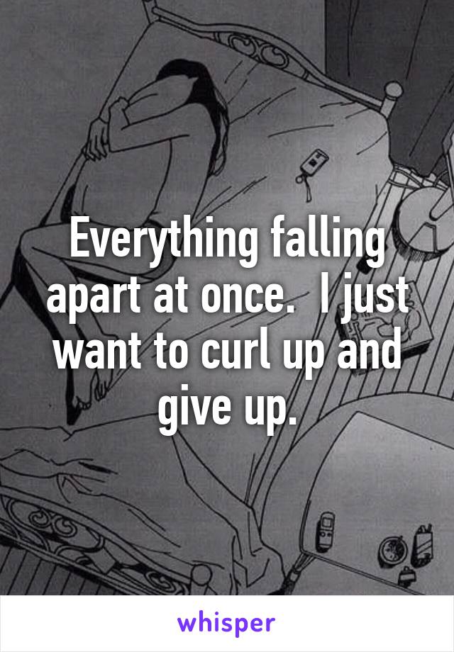 Everything falling apart at once.  I just want to curl up and give up.