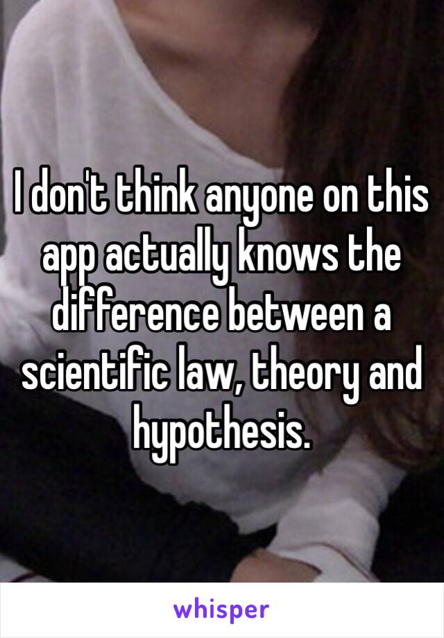 I don't think anyone on this app actually knows the difference between a scientific law, theory and hypothesis. 