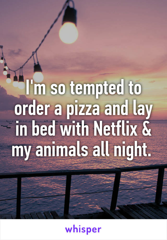 I'm so tempted to order a pizza and lay in bed with Netflix & my animals all night. 