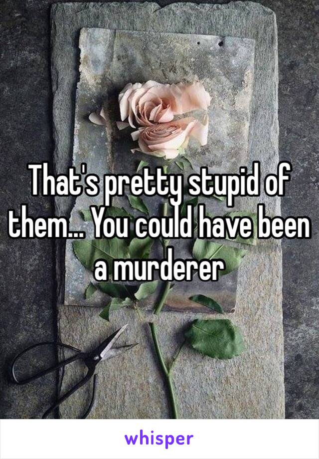 That's pretty stupid of them... You could have been a murderer