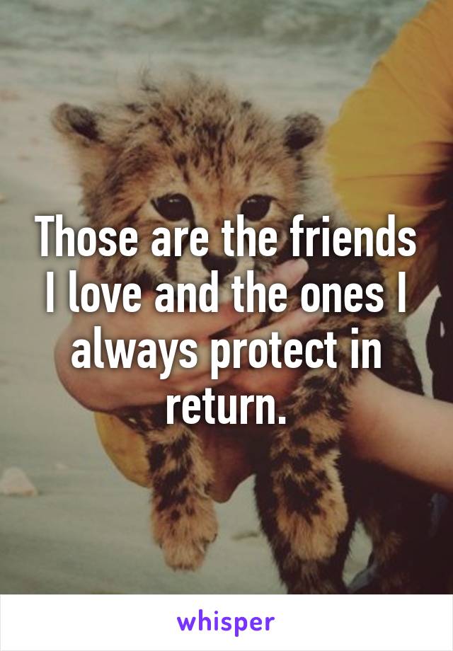 Those are the friends I love and the ones I always protect in return.