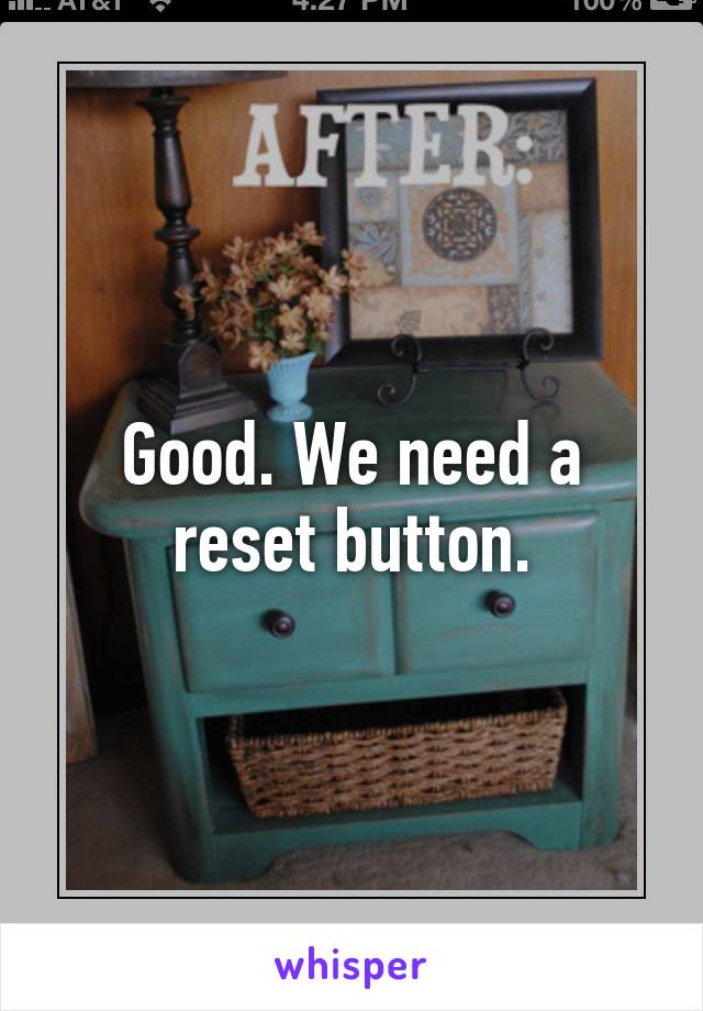 Good. We need a reset button.