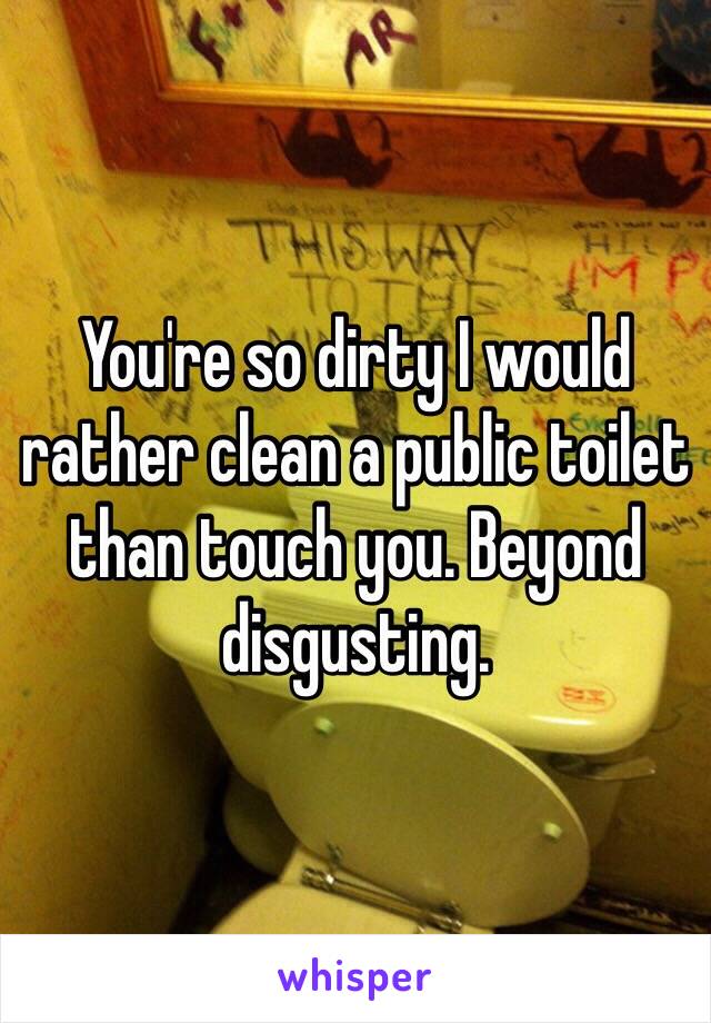 You're so dirty I would rather clean a public toilet than touch you. Beyond disgusting. 