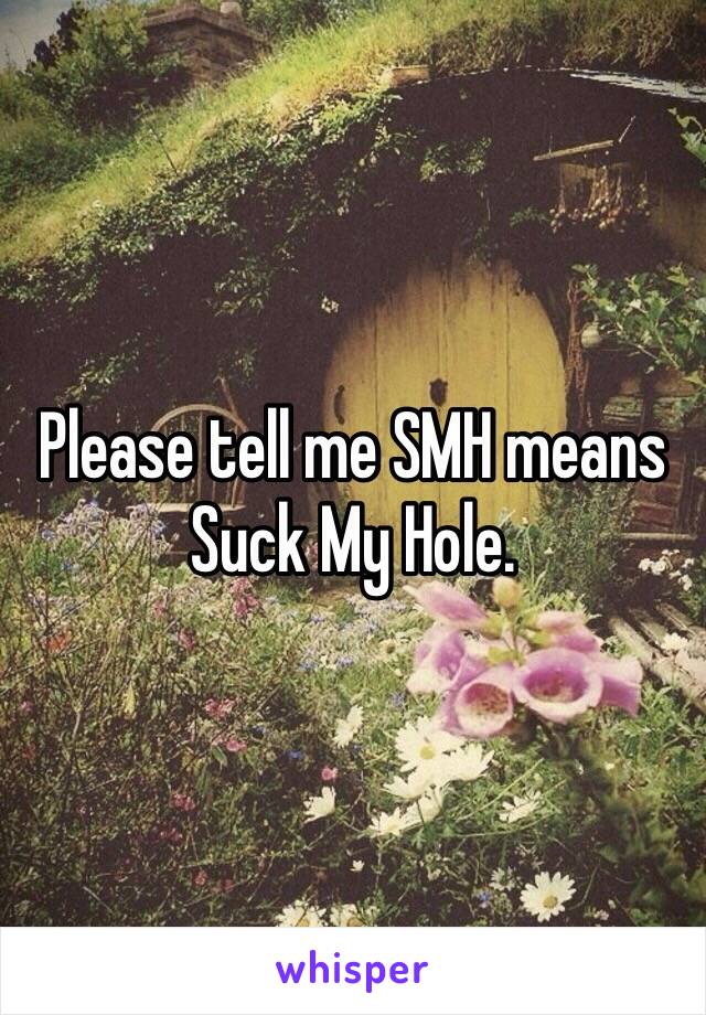 Please tell me SMH means Suck My Hole. 