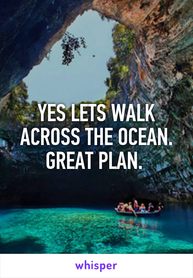 YES LETS WALK ACROSS THE OCEAN. GREAT PLAN. 