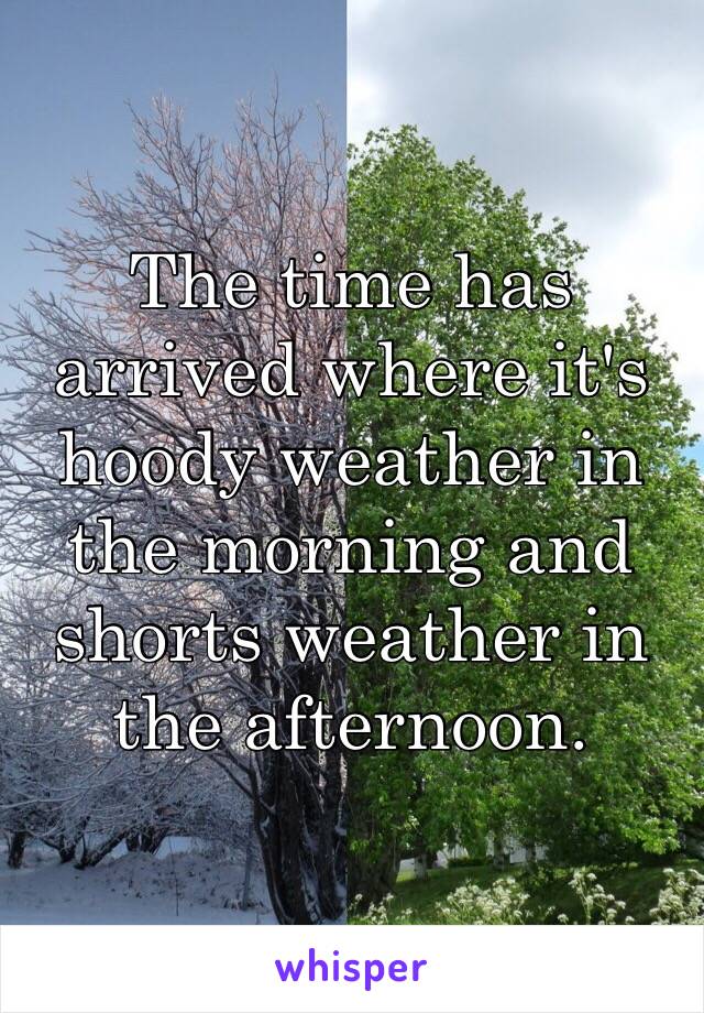 The time has arrived where it's hoody weather in the morning and shorts weather in the afternoon. 