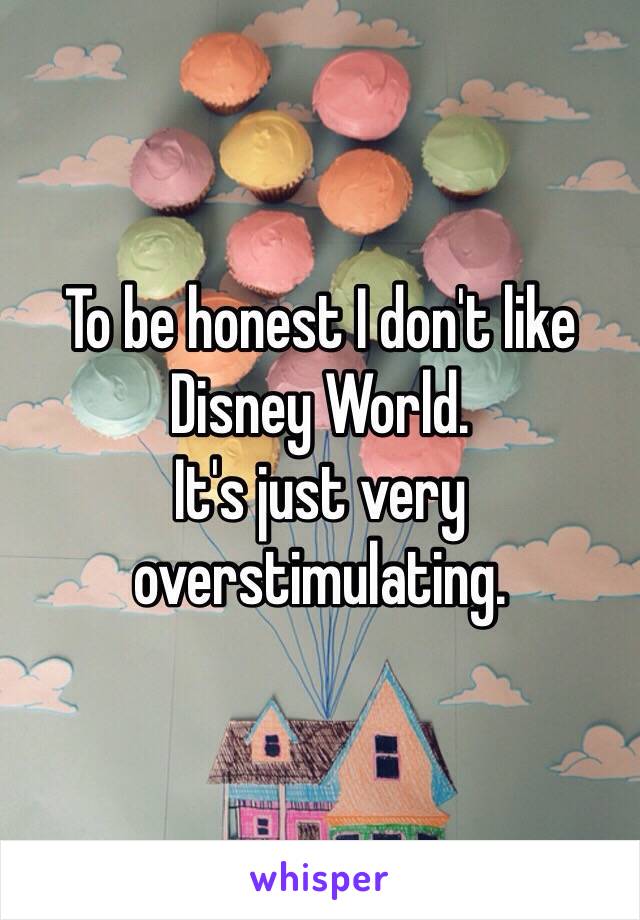 To be honest I don't like Disney World.
It's just very overstimulating.
