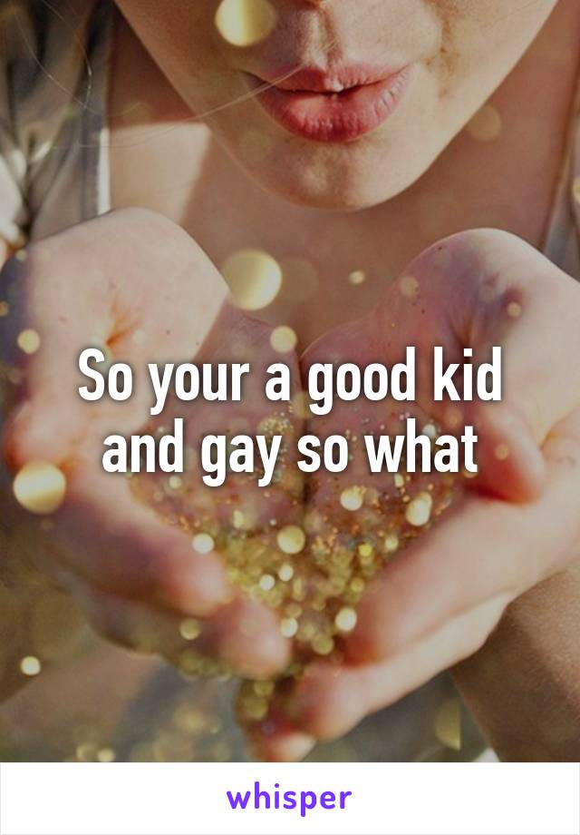 So your a good kid and gay so what