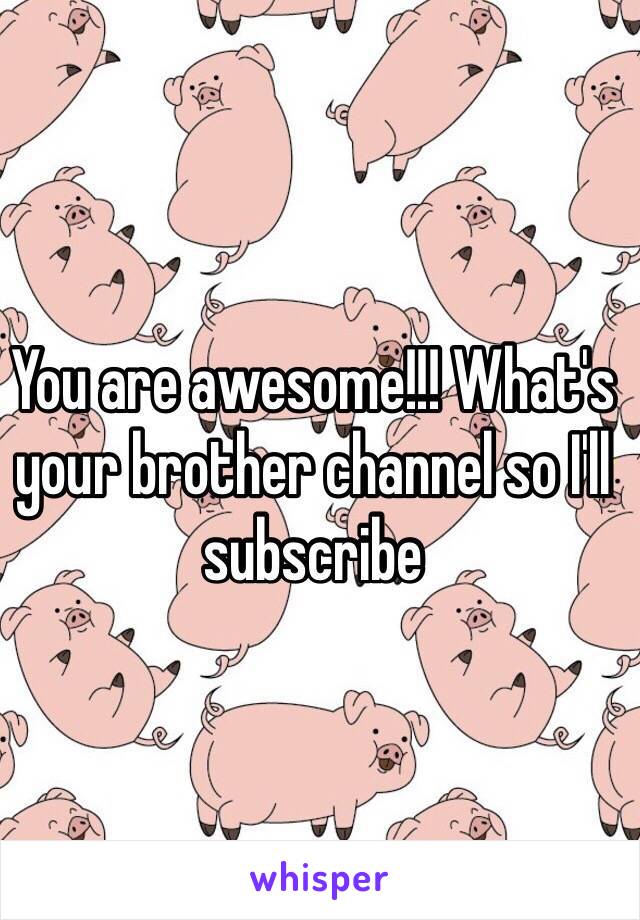 You are awesome!!! What's your brother channel so I'll subscribe 