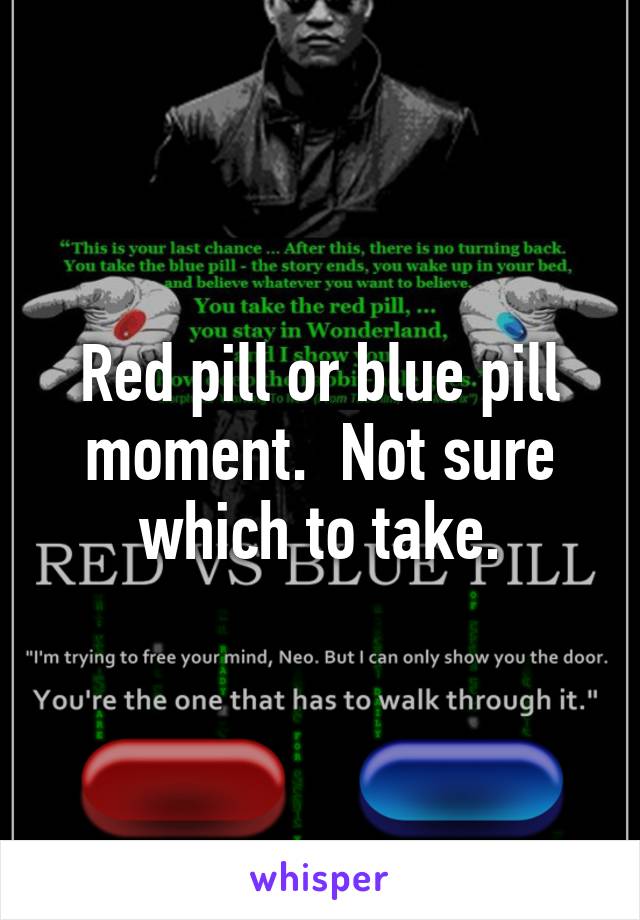 Red pill or blue pill moment.  Not sure which to take.