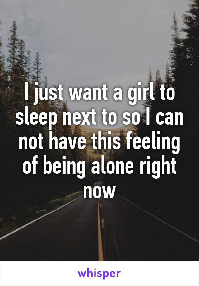 I just want a girl to sleep next to so I can not have this feeling of being alone right now