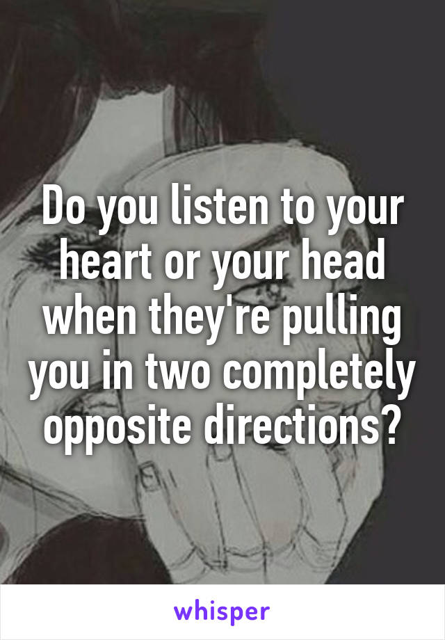 Do you listen to your heart or your head when they're pulling you in two completely opposite directions?