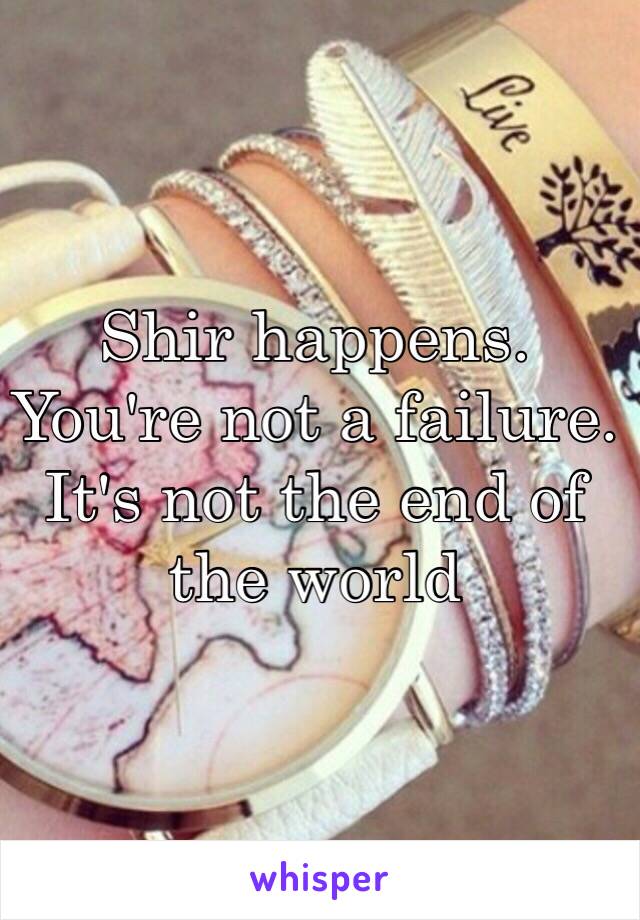 Shir happens. You're not a failure. It's not the end of the world 