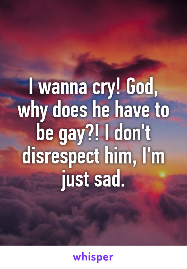 I wanna cry! God, why does he have to be gay?! I don't disrespect him, I'm just sad.