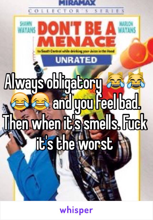 Always obligatory 😹😹😂😂 and you feel bad. Then when it's smells. Fuck it's the worst 