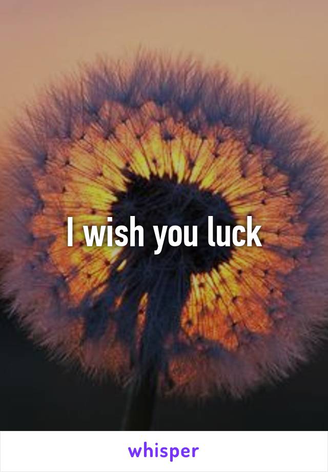 I wish you luck